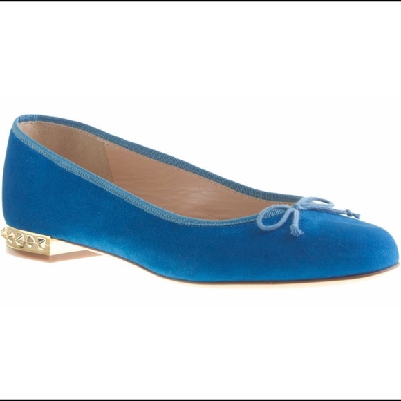J. Crew Shoes - J. Crew Blue Suede Ballet Flats with Gold Accent